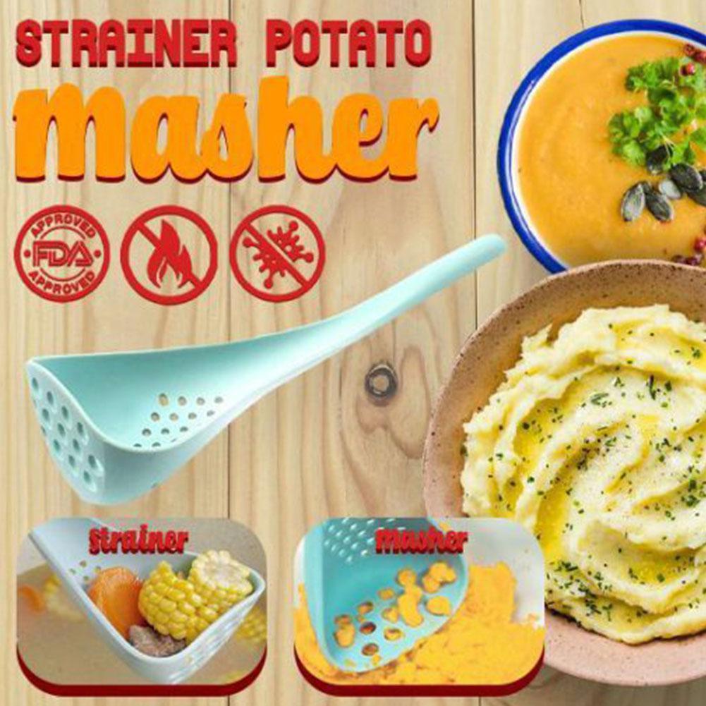 Multi-use Slotted Spoon Nylon Potato Masher Potato Press for Smooth Mashed Potatoes Potato Masher Ricer