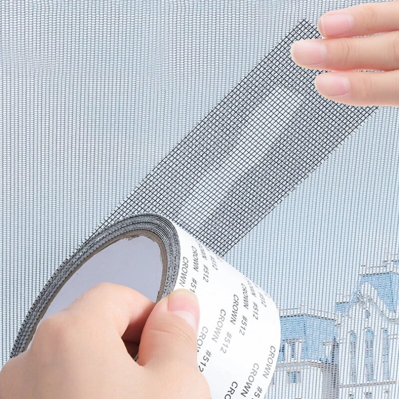 Cinta adhesiva para reparación de pantalla de ventana y puerta, pegatina antiinsectos, mosquitera, parche adhesivo, 5M