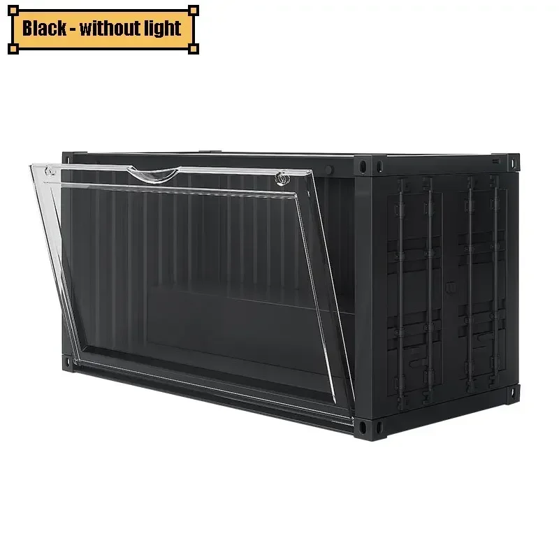 Conteneur jouets boîte de rangement lumières empilées Transparent Figure présentoir boîte aveugle Storag magnétique anti-poussière armoire avec LED: M / Bleu