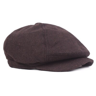 gorro octogonal para caballero, boina para hombre, otoño e invierno, para hombre, gorras planas para hombre: brown