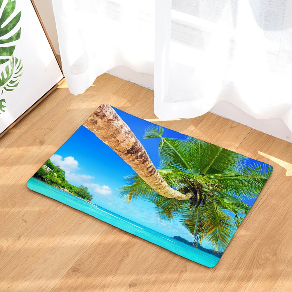 45*75CM Mediterranean Ocean Beach Style Bathroom Carpet Bath Mat Set 3D Printed Bathroom Floor Carpet Toilet Rugs WC Doormat: Chocolate / 400MMx600MM