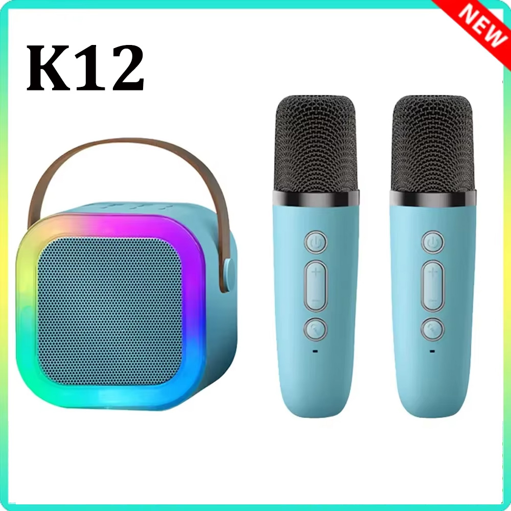 RGB K12 Wireless Bluetooth Speaker With 2 Microphone Multifunction Portable Music Player Karaoke Machine for Child Home