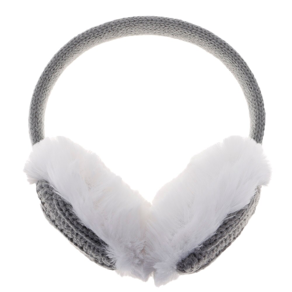 Kvinder vinter uld strikket strik ørebeskyttere øre varmere ørepuder ørepuder hovedbøjle: Grå