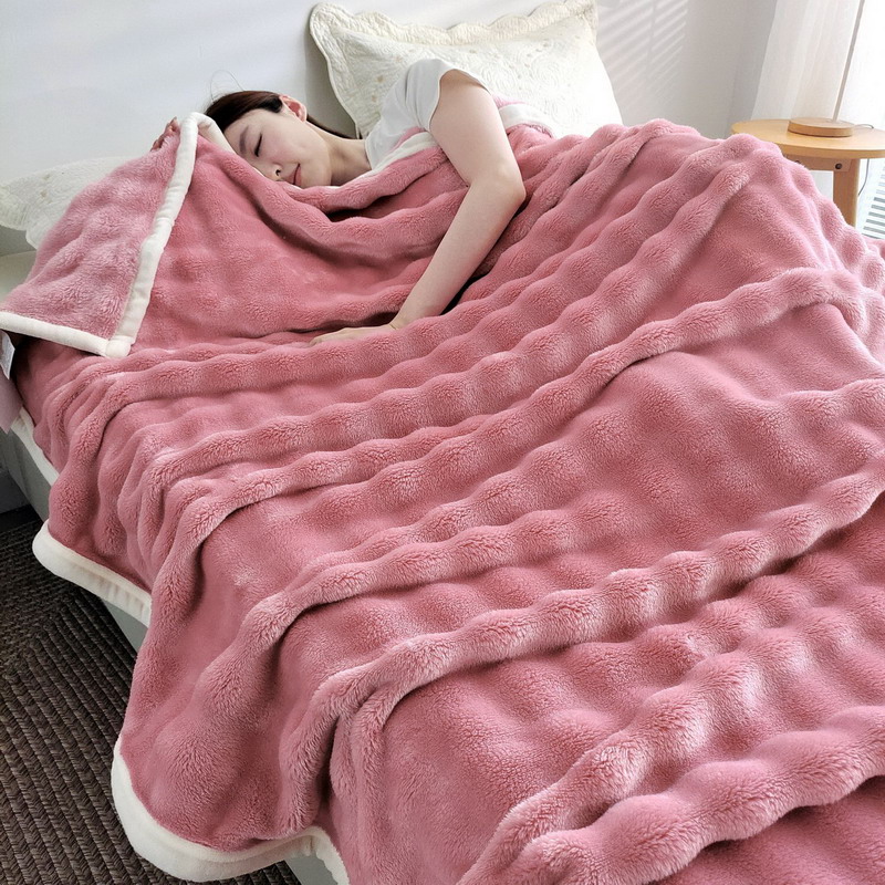 Manta de piel de conejo de franela de Color sólido, funda para siesta, manta suave para sofá, funda de lana Coral para dormitorio, fabricante al por mayor: 250 x 230 cm / plum