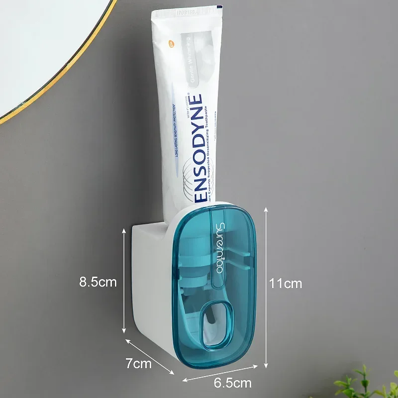 Distributeur automatique de dentifrice mural, presse-dentifrice, porte-brosse à dents domestique, gadgets paresseux, accessoires ménagers,: Bleu