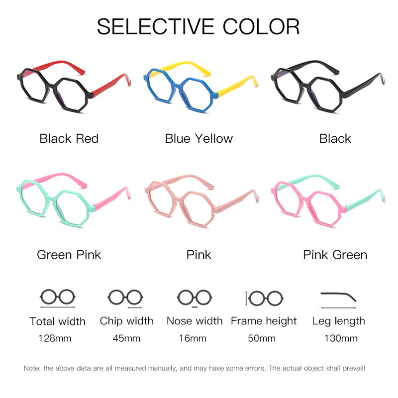 Sześciokątne okulary dla dzieci niebieskie światło okulary blokujące chłopcy dziewczęta komputerowe przezroczyste okulary dziecięce oprawki na okulary UV400