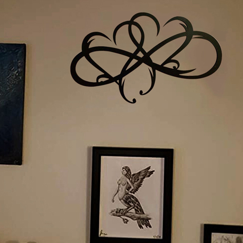 NHBR Double Infinity Heart Metal Wall Art Hanging Love Two Hearts Become One Wall Sign Sculpture for Home Wall Wedding Decor
