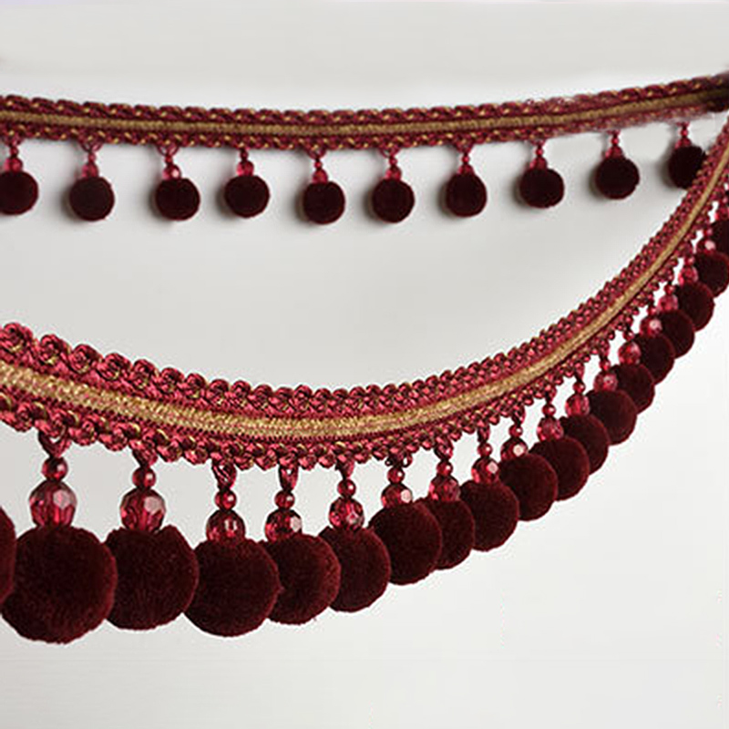 1M Vorhang Quaste Pom Pom Kugeln Trimmen Bommel trimmen Kristall Randbereich DIY NäHenne Band Material Hause Dekorative Zubehör
