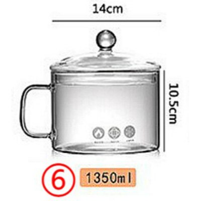 Glass Cooker kitchen 1000ML 1350ML 1500ML Silicon open flame straight pot electric ceramic stove heating glass pot with lid: Side handle 14cm