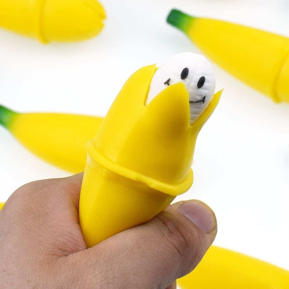 Banana Funny Prank Squeeze Speelgoed Langzaam Stijgende Bananen Met Happy Face Kids Stress Reliever Decompressie Speelgoed Antistress Gag
