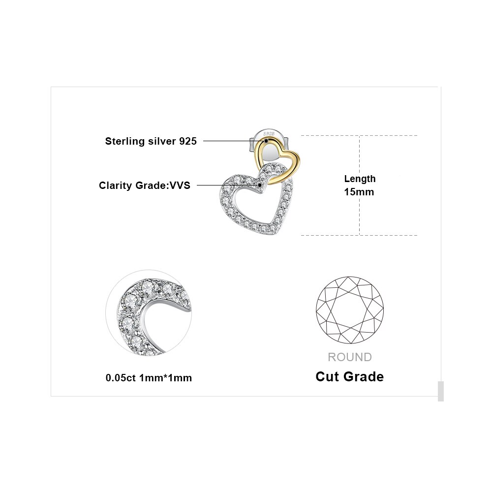 JewelryPalace Infinity Love Heart CZ Stud Earrings 925 Sterling Silver Earrings for Women Korean Earrings Jewelry