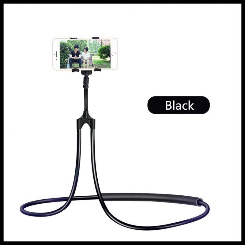 Smartphone holder Selfie Bracket Hanging Phone Holder Lazy Neck Mount Desktop Bed Car phone holder Electronics accessories: black