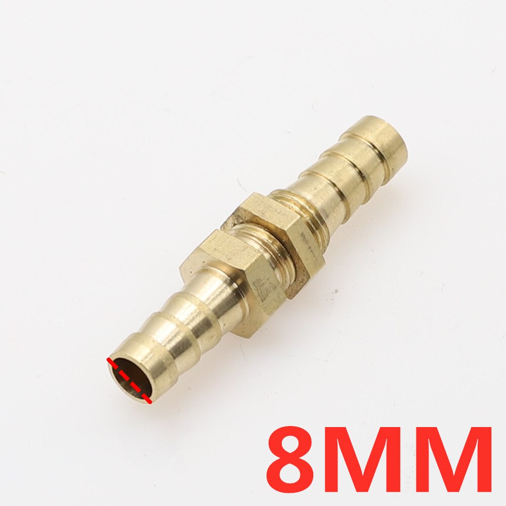 Raccord de Tube barbelé en laiton pour cloison 6/810/12/14/16/19mm, adaptateur de connecteur de coupleur de Tube barbelé pour carburant, gaz, eau, cuivre, 1 pièce: 8MM Barb
