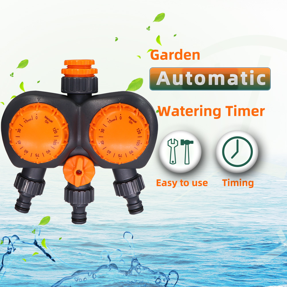 Temporizador de riego de jardín con controlador de riego automático, herramienta de aspersores de manguera mecánica inteligente para el hogar con doble Control de 3 vías
