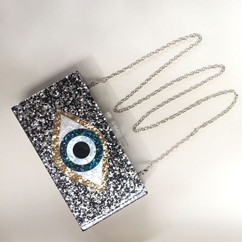 Botom Top Bling Eye Acryl Handtas Schoudertas Avondtasje Luxe Clutch Telefoon Cosmetica Party Bags Purse