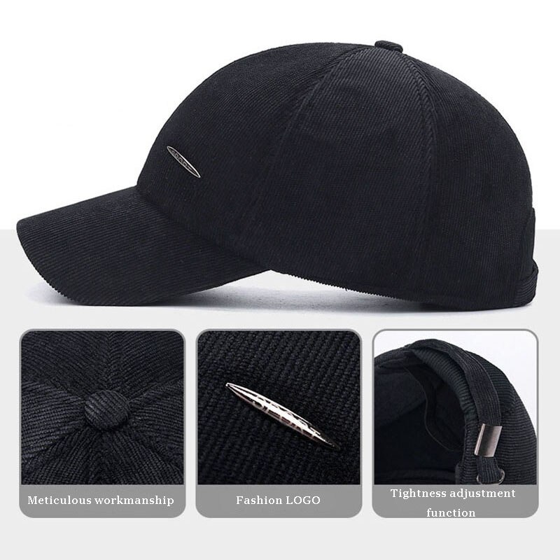 Mannen Corduroy Baseball Cap Met Oorkleppen Mannelijke Herfst Winter Warm Winddicht Gehoorbescherming Hoed Bone Kpop Verstelbare L26