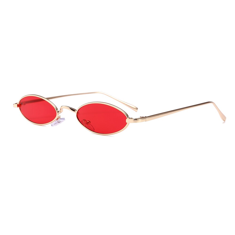 Gafas de sol pequeñas Steampunk Vintage para hombre y mujer, anteojos de sol pequeños con marco de aleación, adorables, Mini gafas ovaladas, protección UV400: red