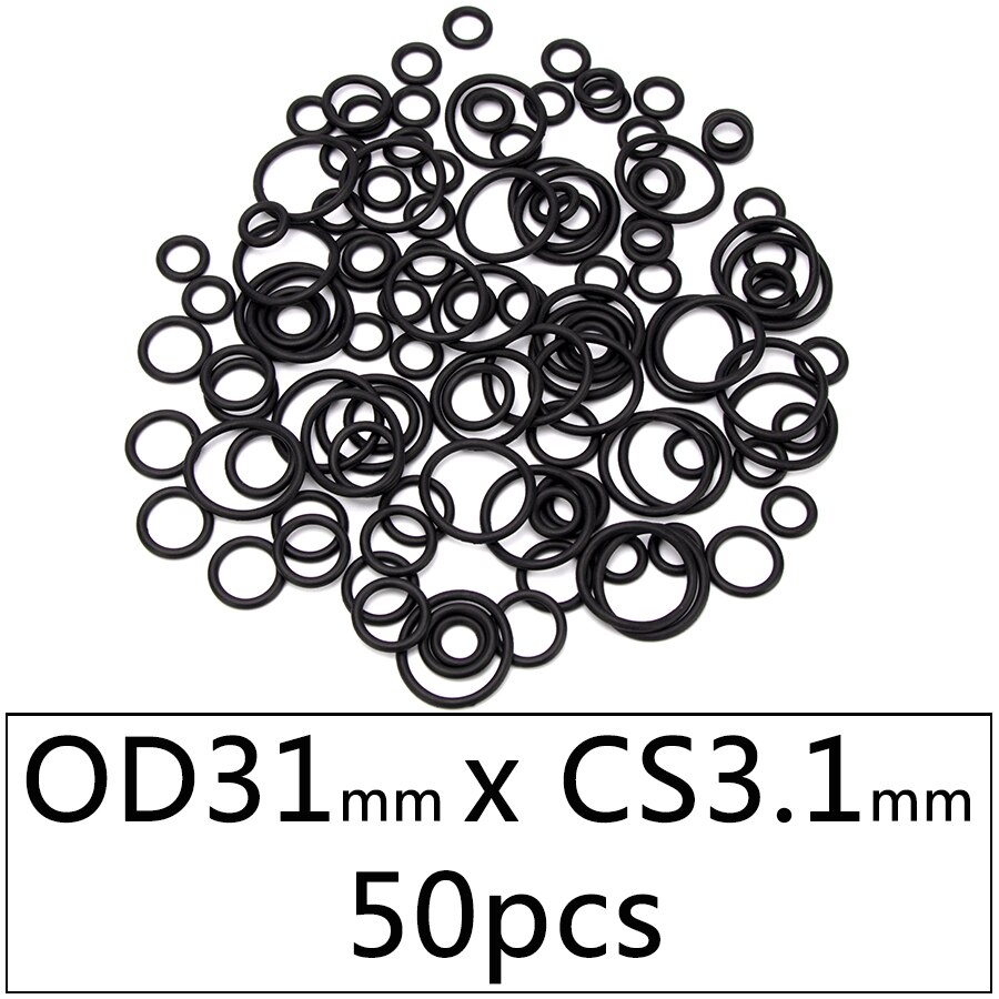 50 stück nbr-nitrilkautschuk-dichtungs-o-ringe, dichtungsersatz,  od 15mm-35mm cs 3.1mm schwarze unterlegscheiben  s86 diy-zubehör: Dq31 x 3.1 x 50