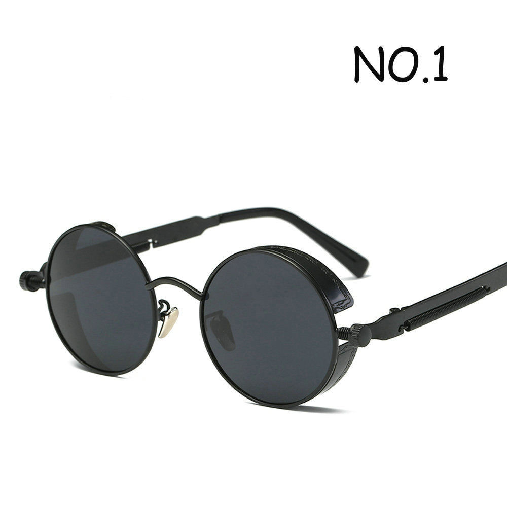 1 stk vintage retro polariserede steampunk solbriller metal runde spejlede briller mænd cirkel solbriller: 1