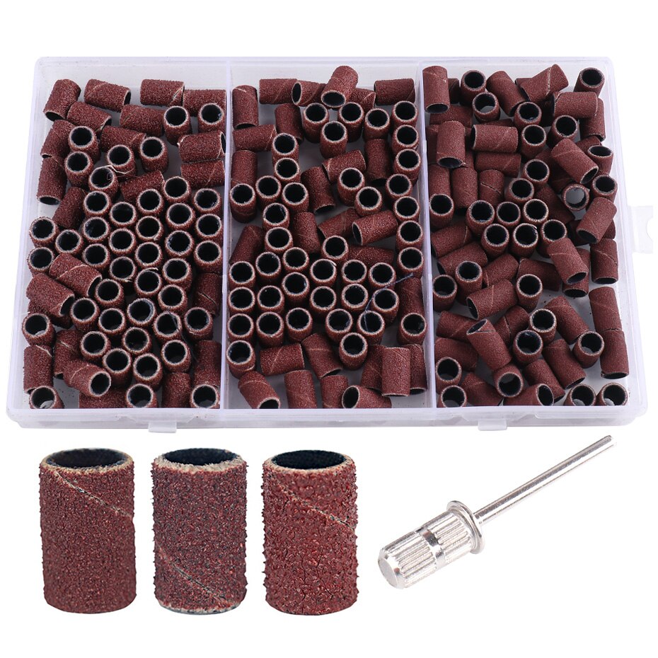 210pcs/Box Sanding Cap Bands For Electric Manicure Machine 180/120/80 Grit Nail Drill Grinding Bit Files Pedicure Tool Set: Default Title