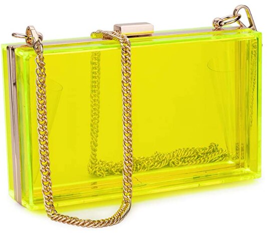 Women Acrylic Clear Purse Cute Transparent Crossbody Bag Lucite See Through Handbags Evening Clutch Events Stadium Approved: Yellow