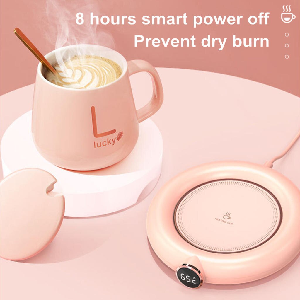 Posavasos eléctrico con Control táctil para calentar tazas, posavasos térmico con USB para té, café, vela, cera y leche: Rosa