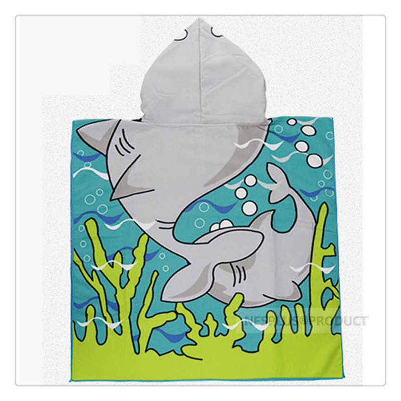 Toalla de baño con capucha para niños, Poncho, albornoz para niños, tiburón, sirena, Princesa, buceador, de secado rápido, toalla de playa de microfibra