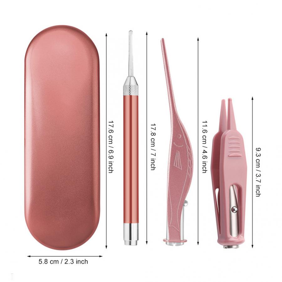 Stainless Steel LED Ear Spoon Ear Wax Tweezers Luminous Booger Clip Set Ear Nose Care Tool Ear Care Kit l