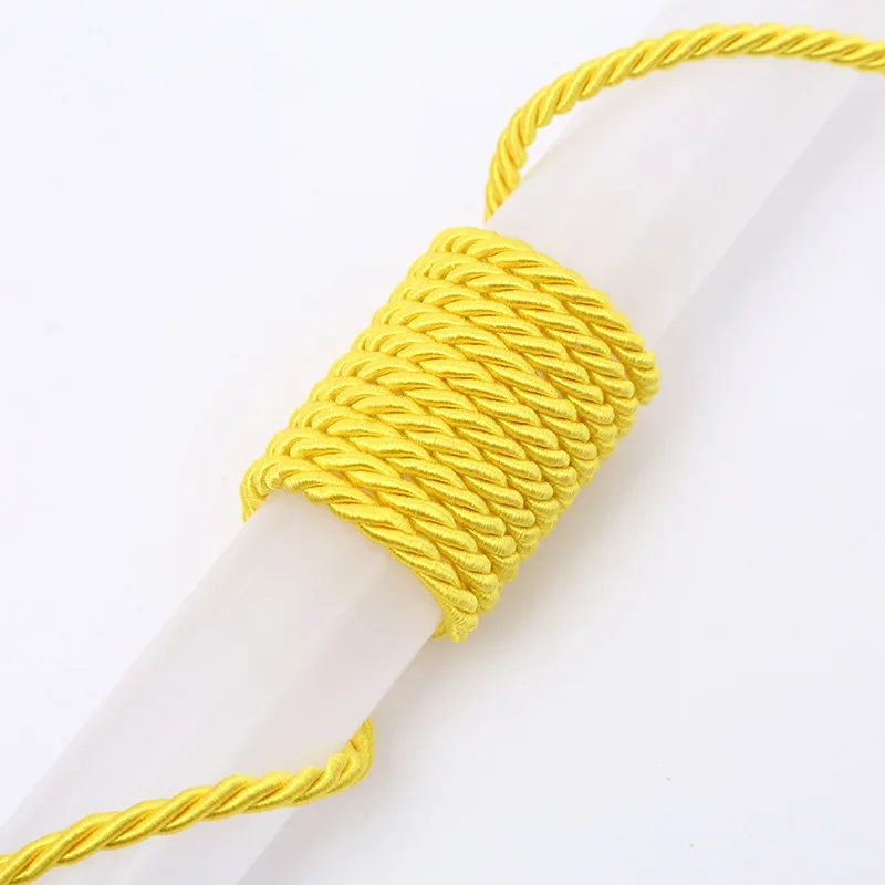 Corde en soie tressée à 3 plis de 5/10M, corde torsadée de 5mm, cordon torsadé en Polyester, garniture tressée, corde torsadée pour décoration artisanale de bricolage: 4mm / Terne