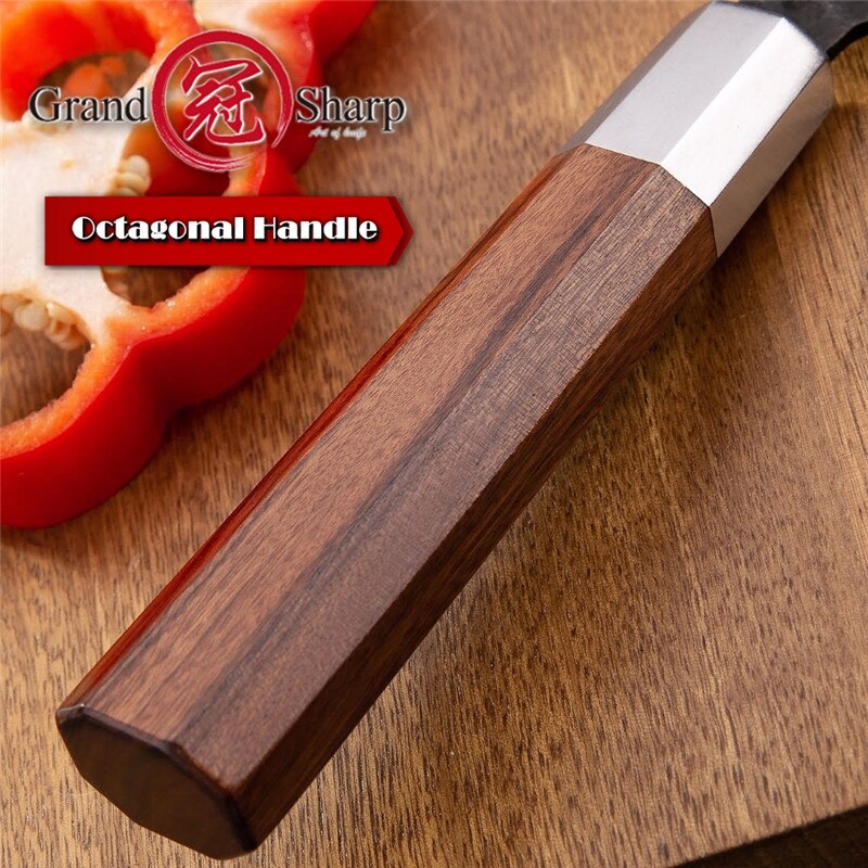 8 tommer håndlavet kokkekniv japanske køkkenknive kiritsuke pro opskæring madlavningsværktøjer afrikansk træhåndtagskasse grandsharp