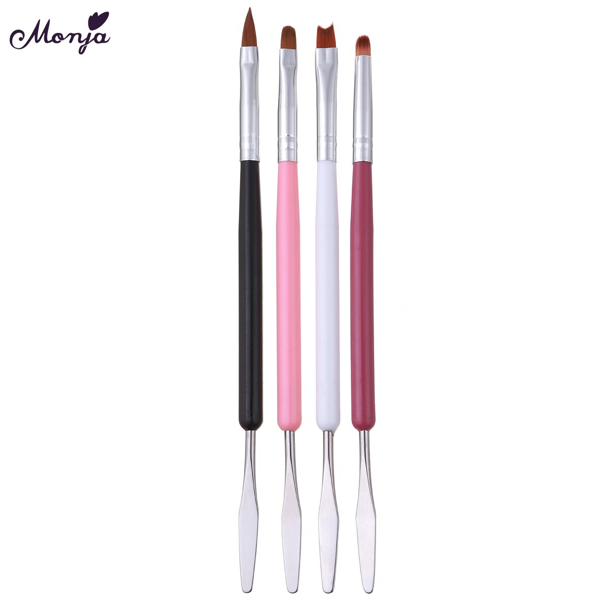 Monja 8 Stijlen Nail Art Franse Strepen Lijnen Lijn Borstel Extension Builder Acryl Uv Gel Tekening Carving Pen Manicure Tool