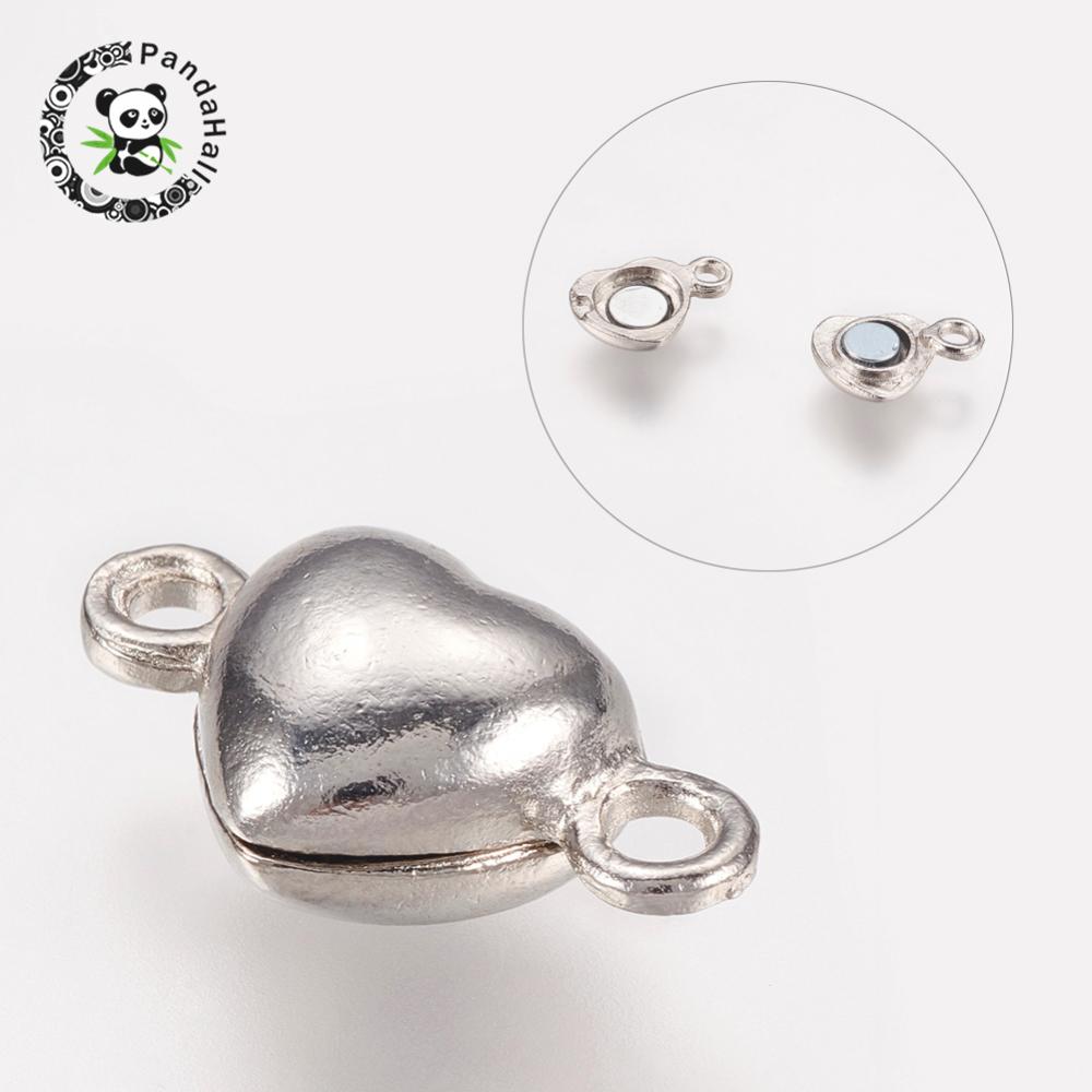Pandahall Magnetic Clasps - Heart Shape - Nickel Free Brass - 100 Sets - Jewelry Findings 17x10x6.5mm