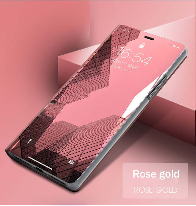 Realme XT Fall Luxus Smart Spiegel Flip volle Schutz Abdeckung Für oppo Realme X2 Pro X2Pro RMX1931 Stoßfest Telefon Abdeckung fällen: Realme X2 Pro / Rose gold