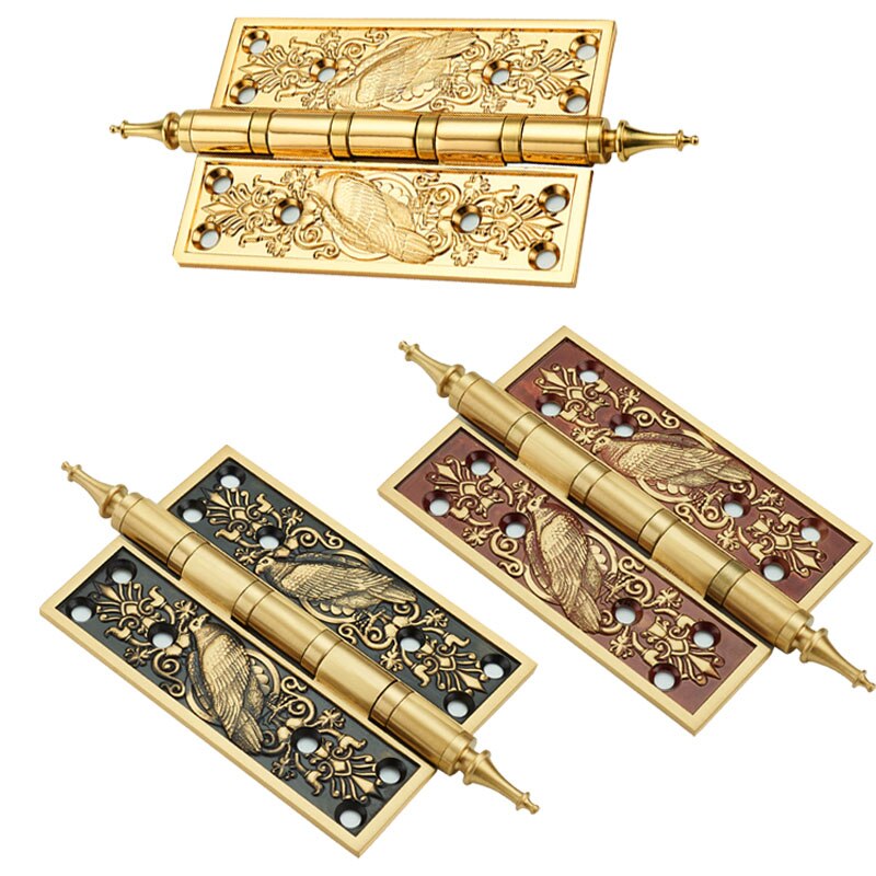 1pc 5Inch European Hinge Gate Door Room Door Copper Hinge Brass Hings Thick Retro Antique Cabinet Door Neoclassical