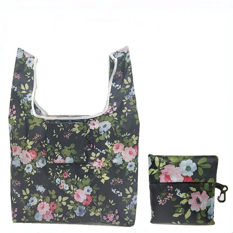 1PCS Flamingo Recycle Shopping Bag Eco Reusable Shopping Tote Bag Cartoon Floral Shoulder Folding Pouch Handbags Printing: 01