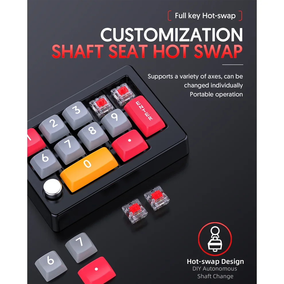 12 Tasten USB-kabelgebundene mechanische Tastatur, Multifunktionsknopf RGB-LED-Tastatur mit Hintergrundbeleuchtung, Makrounterstützung für einhändige Spielen-Tastatur