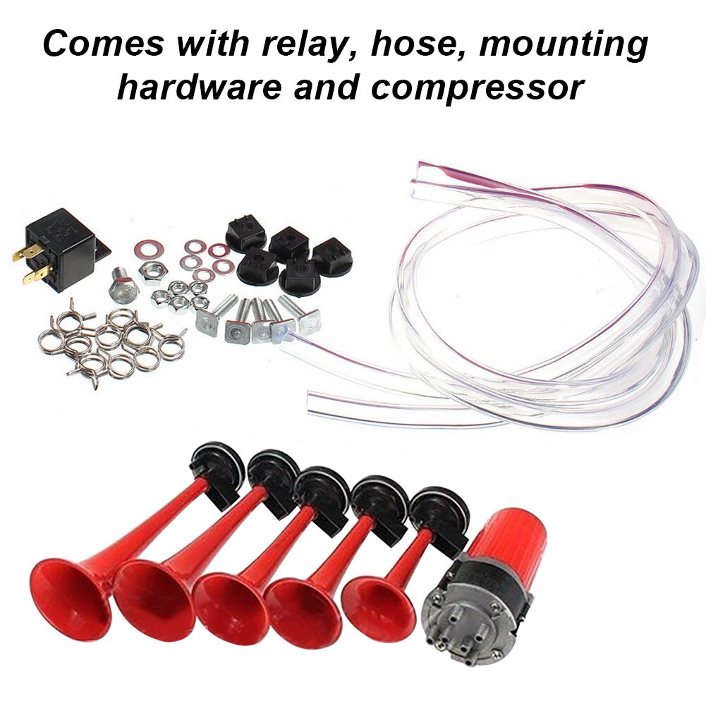 12-24V Red Air Horn Five Packed Musical Horn Kit Durable