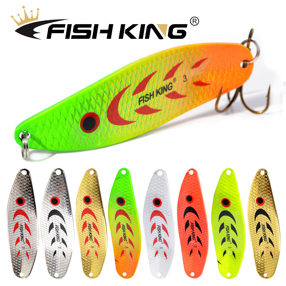 FISHKING-Señuelos de Pesca, cuchara Wobble de Metal, anzuelo de trucha, cuchara giratoria de 18g 27g señuelos spinning de pesca mar jigs de pesca de mar señuelos spinning mar cebos duros cucharillas de pescas Pinzas me
