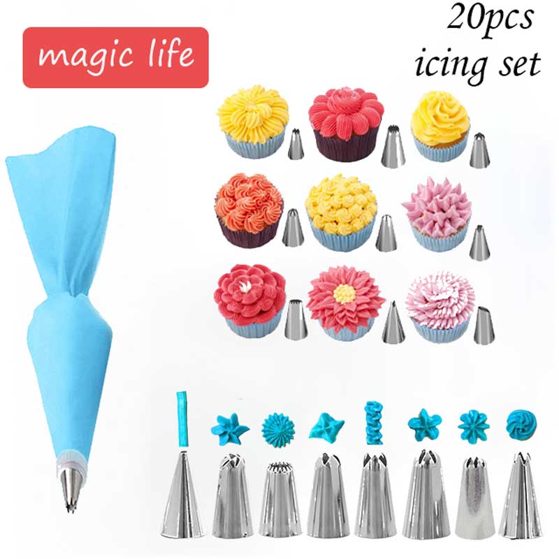 19 Pcs Cake Decorating Gereedschap Met Doos Spuitzak Levert Cupcake Voor Cake Bakken Zoetwaren Mouw Rvs Case