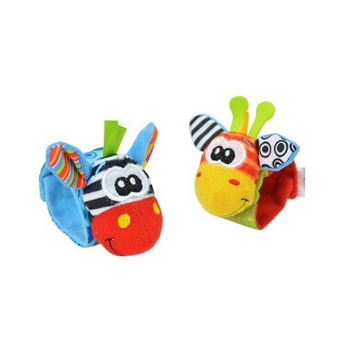 SOZZY 2 stks/set Pols Rammelaar 15*3.5 cm dier Voet Sokken 14*6.5 cm Squishy Baby Baby Speelgoed pluche Pasgeboren sussen suffed pop: Wrist no paper