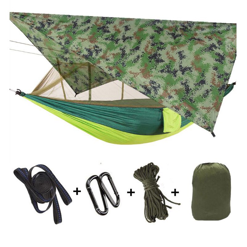 Camping Hammock With Mosquito Net With Tarp Hammock With Sun Shelter Tent Waterproof Beach Tent Shade