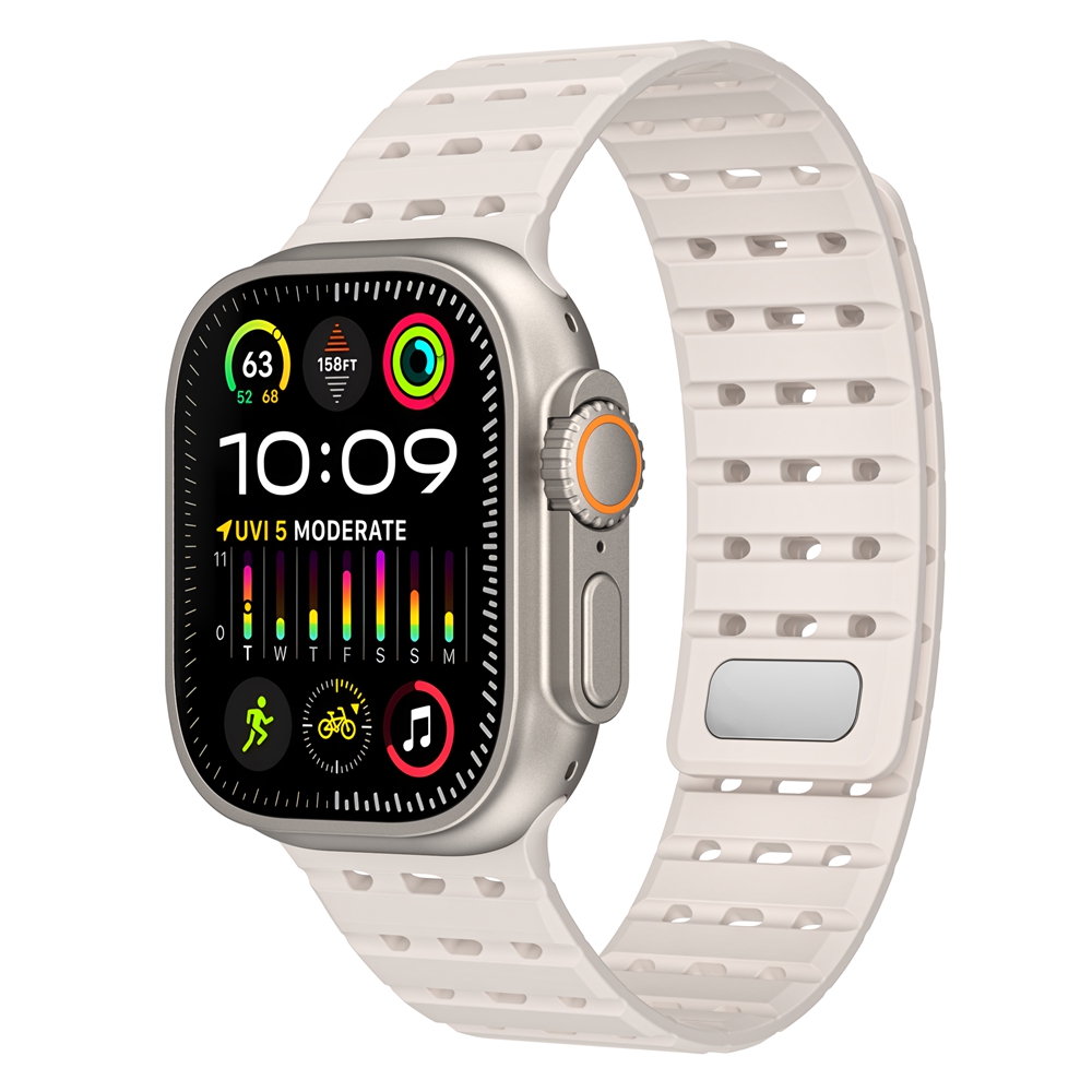 Bracelet de sport magnétique en silicone pour Apple Watch Ultra 2, bracelet de montre, bracelet pour iWatch Series 9, 8, 7, 6, 5, 4, 49mm, 45mm, 44mm, 42mm: Ivoire