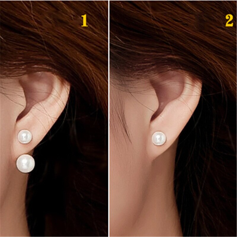 YIKALAISI 925 Sterling Zilver Natuurlijke Afgeplatte Dubbele Parel Oorbellen sieraden Voor Vrouwen 6-7-8mm Parel Dual Gebruik Manier 4 kleur