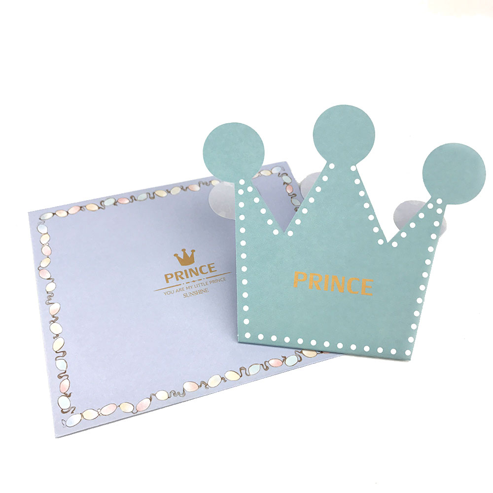 20pcs Pink Blue Prince Princess Crown Party Invitation Card Kids Birthday Party Supplies Baby Shower Thanks Card For Guests: sky blue