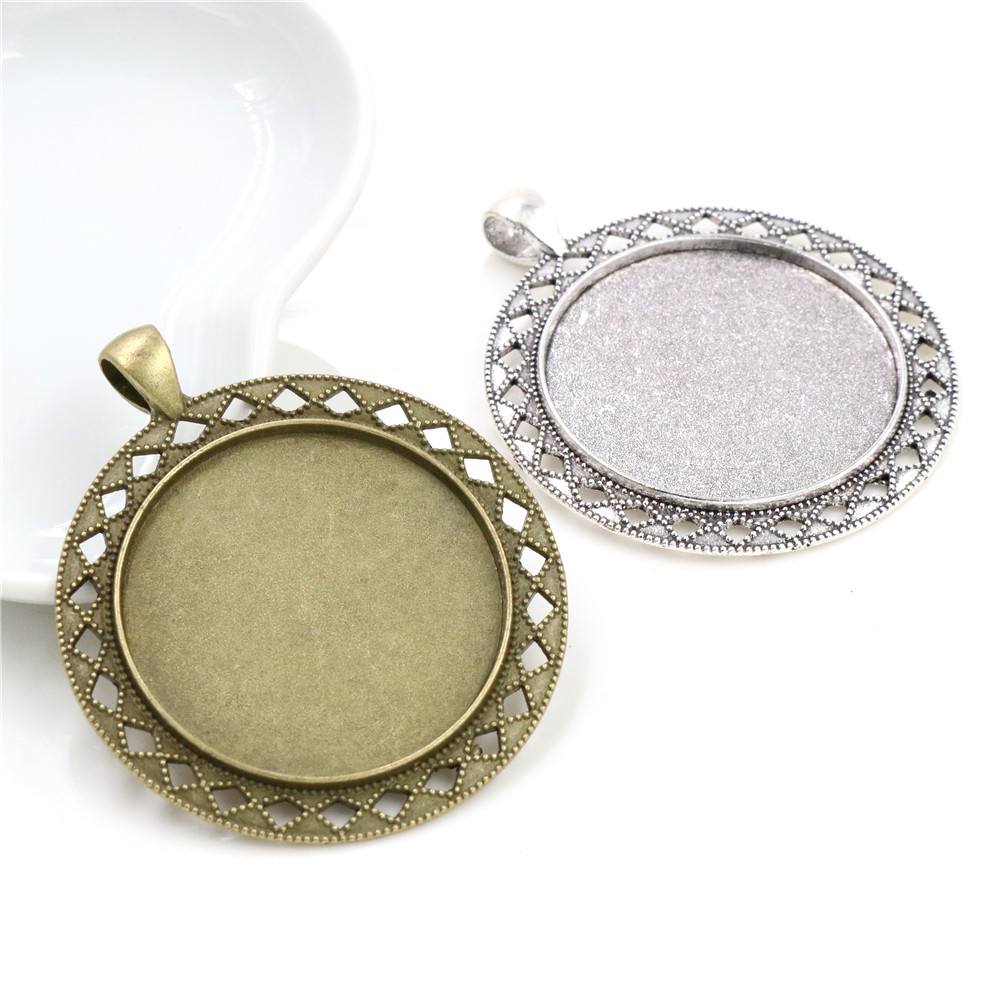Pingente tamanho interno da flor cabochão, 5 pçs/lote 35mm bronze antigo e cores prata estilo da flor base do encantos