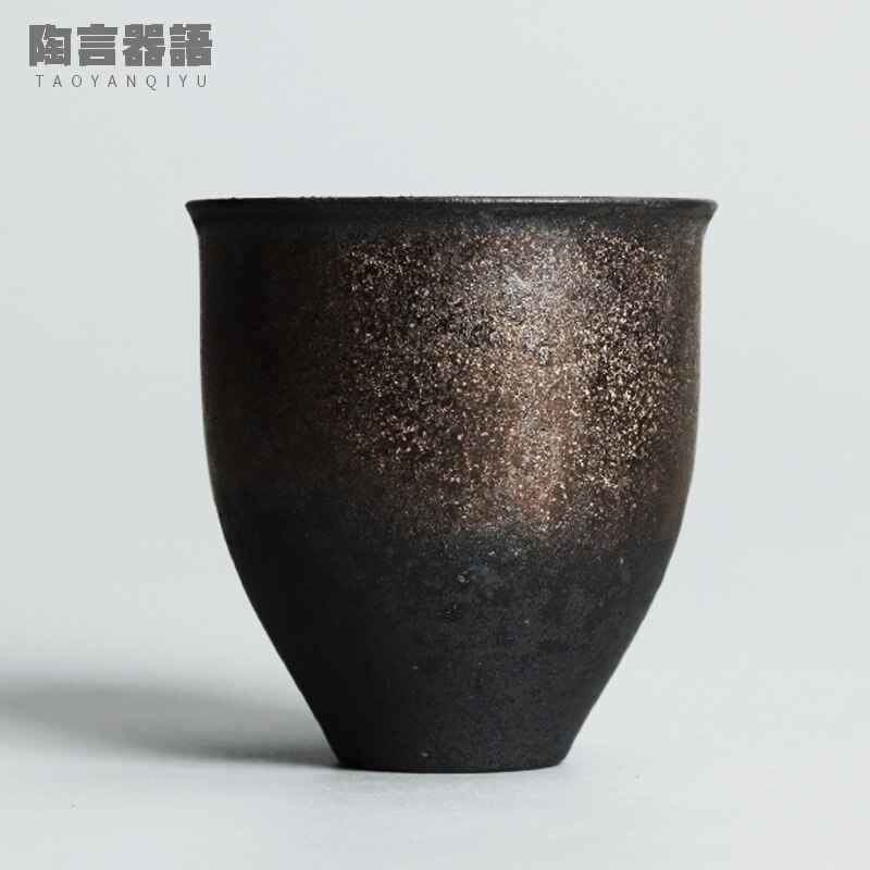 100ml Japanese-style kiln becomes coarse pottery tea cup handmade pottery large tall master cup tea cup: A