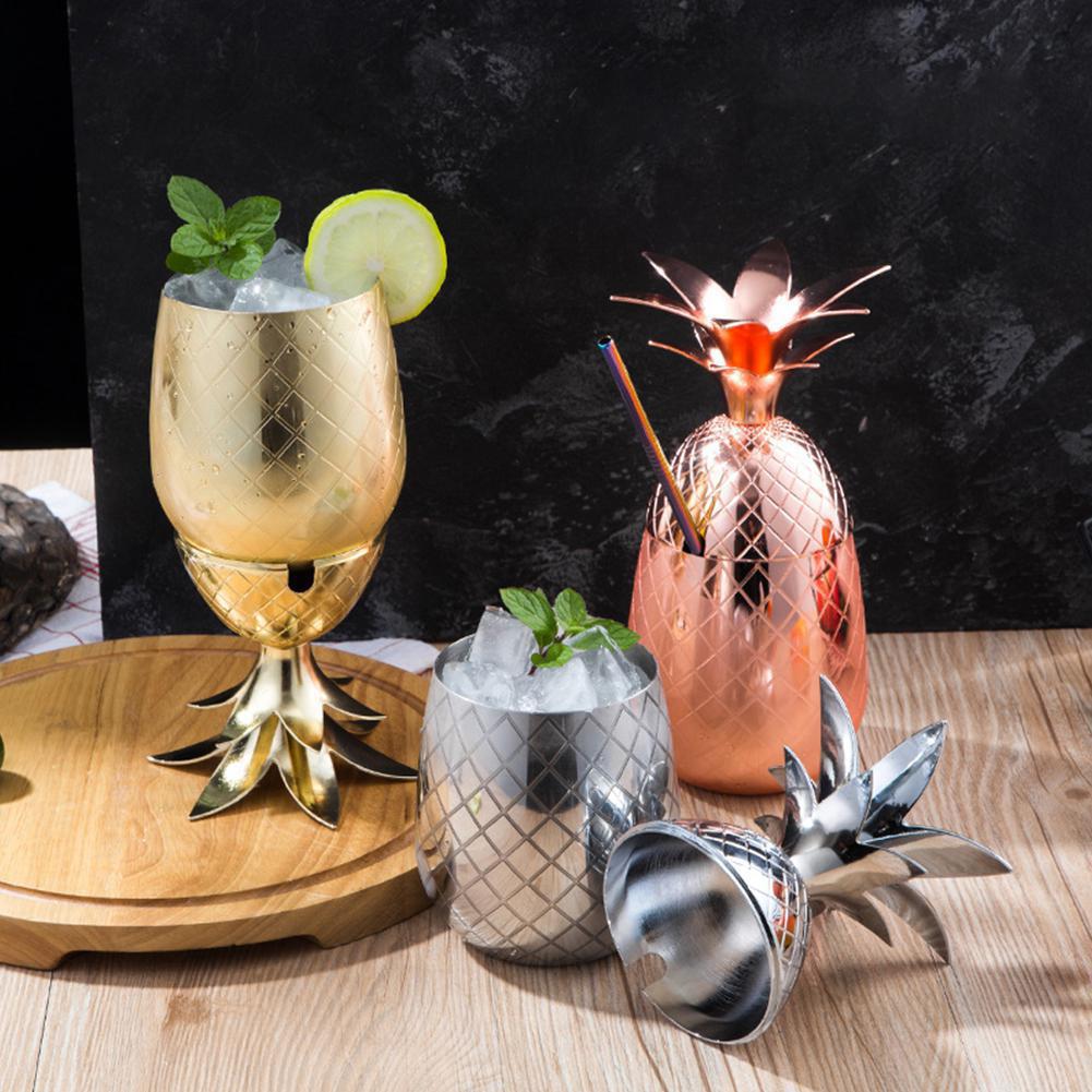 Verre à Cocktail en forme d'ananas, décoration en acier inoxydable