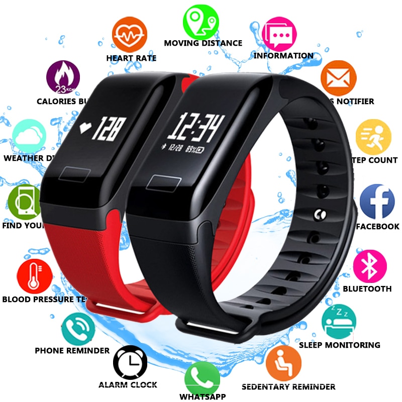 Activiteit Fitness tracker Smart Armband Hartslag bloeddruk horloges F1 smart polsband Oproep herinnering Stappenteller slimme band