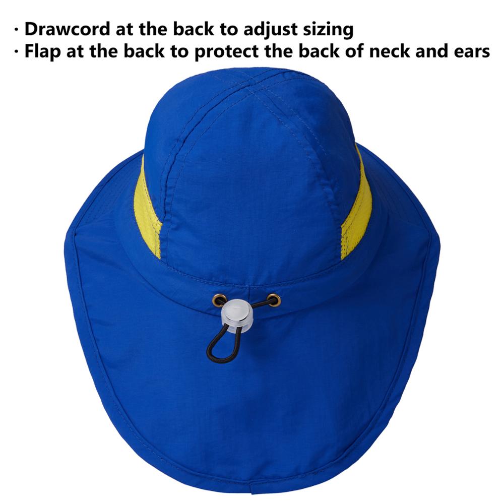 Bassdash UPF 50+ Kids Sun Hat with Wide Brim Neck Flap Mesh Vent for Boys Girls