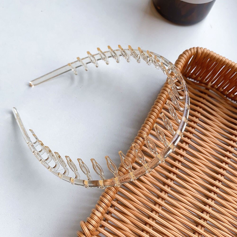 Men Women Unisex Hair Comb Zigzag Band Notched Headband Sport Headband Hairband Anti-slip Hairband For Face Washing: Champagne